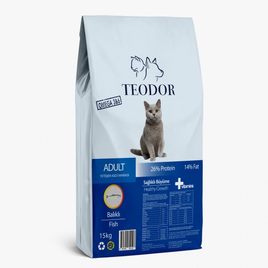 Teodor Adult Yetişkin Kedi Maması Balıklı 15 kg Armada Teknik Bobinaj