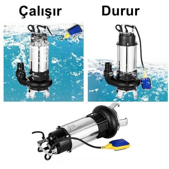 Duffmart V1100F-B Pis Su Foseptik Parçalayıcılı Açık Fanlı Dalgıç Pompa Armada Teknik Bobinaj