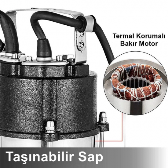 Duffmart V1500F Pis Su Foseptik Parçalayıcılı Açık Fanlı Dalgıç Pompa Armada Teknik Bobinaj